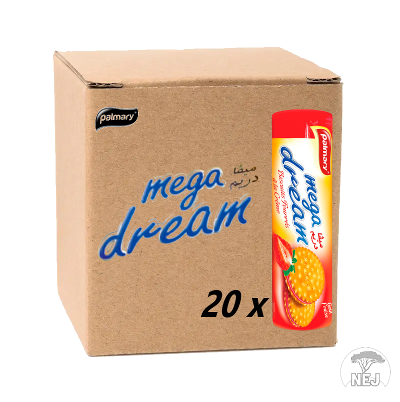 Carton Méga Biscuits Dream Fourrés à la crème à la fraise - NEJ Sarl